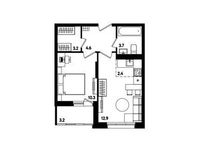 Планировка 2-комнатной квартиры, 38,7 м2