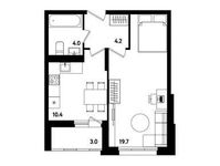 Планировка 1-комнатной квартиры, 39,8 м2