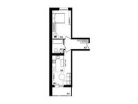Планировка 2-комнатной квартиры, 40,7 м2