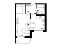 Планировка 1-комнатной квартиры, 40,8 м2