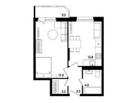 Планировка 1-комнатной квартиры, 42,4 м2