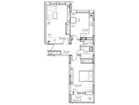 Планировка 2-комнатной квартиры, 63 м2