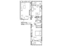 Планировка 2-комнатной квартиры, 64,6 м2