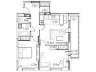Планировка 3-комнатной квартиры, 64,5 м2