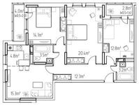 Планировка 4-комнатной квартиры, 89,8 м2