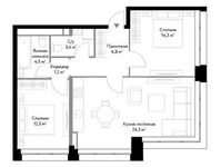 Планировка 3-комнатной квартиры, 68,5 м2