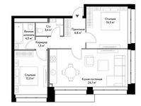 Планировка 3-комнатной квартиры, 67,4 м2
