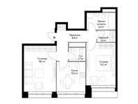 Планировка 2-комнатной квартиры, 64 м2