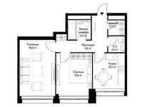 Планировка 2-комнатной квартиры, 60 м2