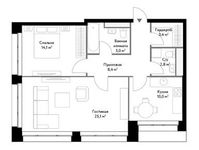 Планировка 2-комнатной квартиры, 68,9 м2