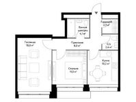 Планировка 2-комнатной квартиры, 56,5 м2