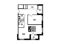 Планировка 2-комнатной квартиры, 69,2 м2