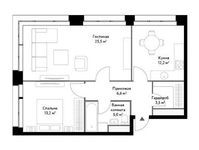 Планировка 2-комнатной квартиры, 66 м2