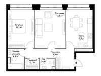 Планировка 2-комнатной квартиры, 67,4 м2