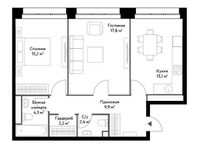 Планировка 2-комнатной квартиры, 66,9 м2
