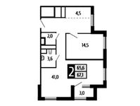 Планировка 2-комнатной квартиры, 67,1 м2