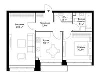 Планировка 2-комнатной квартиры, 58,9 м2