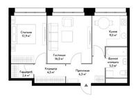 Планировка 2-комнатной квартиры, 56,1 м2