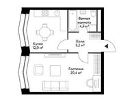 Планировка 1-комнатной квартиры, 42 м2