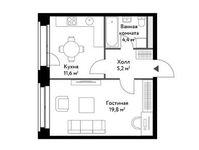 Планировка 1-комнатной квартиры, 41 м2