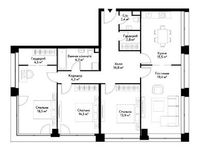 Планировка 4-комнатной квартиры, 116,9 м2