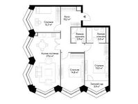 Планировка 4-комнатной квартиры, 95,7 м2
