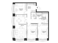 Планировка 4-комнатной квартиры, 91 м2