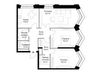 Планировка 3-комнатной квартиры, 88,4 м2