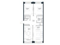 Планировка 3-комнатной квартиры, 89,5 м2