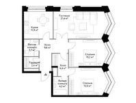 Планировка 3-комнатной квартиры, 87,8 м2