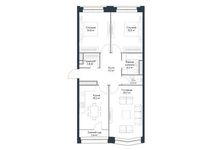 Планировка 3-комнатной квартиры, 88,8 м2