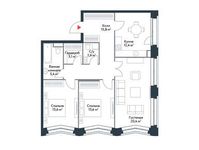 Планировка 3-комнатной квартиры, 86,9 м2