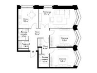 Планировка 3-комнатной квартиры, 87,2 м2