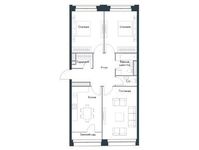Планировка 3-комнатной квартиры, 88,3 м2