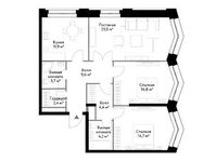 Планировка 3-комнатной квартиры, 86,7 м2