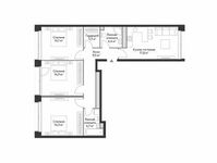Планировка 4-комнатной квартиры, 85 м2