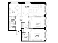Планировка 3-комнатной квартиры, 85,2 м2