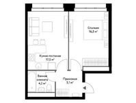 Планировка 2-комнатной квартиры, 43,3 м2