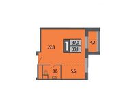 Планировка 1-комнатной квартиры, 39,1 м2