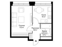 Планировка 1-комнатной квартиры, 34,1 м2