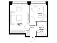 Планировка 1-комнатной квартиры, 34,9 м2
