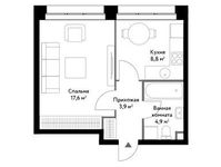 Планировка 1-комнатной квартиры, 35,2 м2