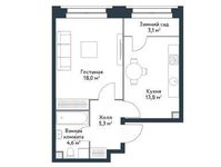Планировка 1-комнатной квартиры, 44,8 м2