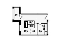 Планировка 1-комнатной квартиры, 30 м2