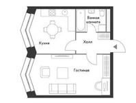 Планировка 1-комнатной квартиры, 42,5 м2