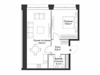 Планировка 2-комнатной квартиры, 46,2 м2