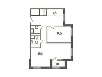 Планировка 3-комнатной квартиры, 67,1 м2