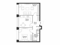 Планировка 2-комнатной квартиры, 59,6 м2