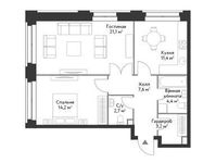 Планировка 2-комнатной квартиры, 64,6 м2
