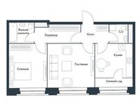 Планировка 2-комнатной квартиры, 61,2 м2